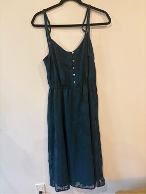 LC Lauren Conrad Teal Sleeveless Midi Dress with Button Front